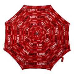 Love And Hate Typographic Design Pattern Hook Handle Umbrellas (small) by dflcprintsclothing