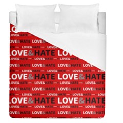 Love And Hate Typographic Design Pattern Duvet Cover (queen Size) by dflcprintsclothing