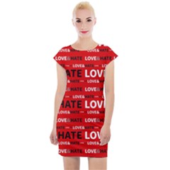 Love And Hate Typographic Design Pattern Cap Sleeve Bodycon Dress by dflcprintsclothing