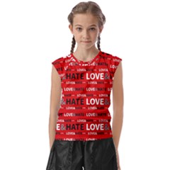 Love And Hate Typographic Design Pattern Kids  Raglan Cap Sleeve Tee by dflcprintsclothing