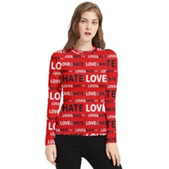 Love And Hate Typographic Design Pattern Women s Long Sleeve Rash Guard by dflcprintsclothing