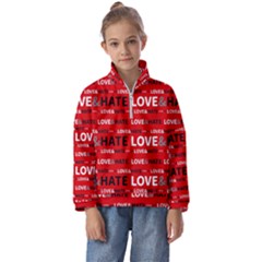 Love And Hate Typographic Design Pattern Kids  Half Zip Hoodie by dflcprintsclothing