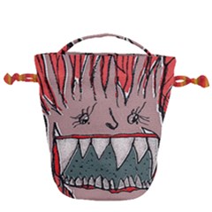 Evil Monster Close Up Portrait Drawstring Bucket Bag by dflcprintsclothing