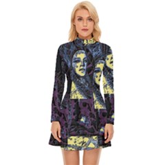 Glitch Witch Ii Long Sleeve Velour Longline Dress by MRNStudios