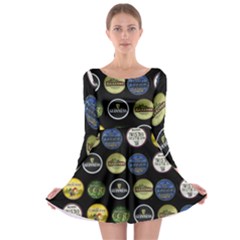 Beer Brands Logo Pattern Long Sleeve Skater Dress by dflcprintsclothing