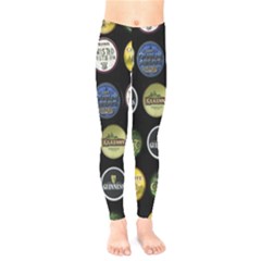 Beer Brands Logo Pattern Kids  Leggings by dflcprintsclothing