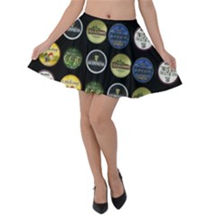 Beer Brands Logo Pattern Velvet Skater Skirt by dflcprintsclothing