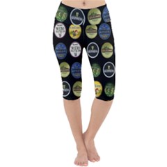 Beer Brands Logo Pattern Lightweight Velour Cropped Yoga Leggings by dflcprintsclothing