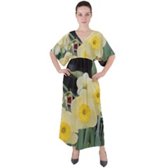 Daffodils In Bloom V-neck Boho Style Maxi Dress by thedaffodilstore