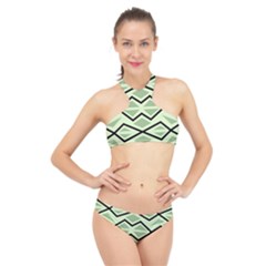 Abstract Pattern Geometric Backgrounds High Neck Bikini Set by Eskimos