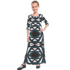 Abstract Pattern Geometric Backgrounds Kids  Quarter Sleeve Maxi Dress by Eskimos