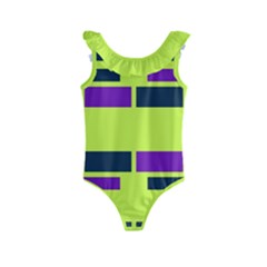 Abstract Pattern Geometric Backgrounds Kids  Frill Swimsuit by Eskimos