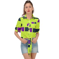 Abstract Pattern Geometric Backgrounds Tie Front Shirt  by Eskimos