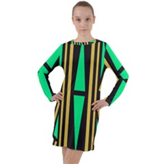 Abstract Pattern Geometric Backgrounds Long Sleeve Hoodie Dress by Eskimos