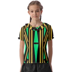 Abstract Pattern Geometric Backgrounds Kids  Frill Chiffon Blouse