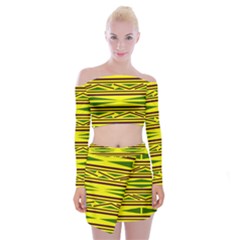 Abstract Pattern Geometric Backgrounds Off Shoulder Top With Mini Skirt Set by Eskimos