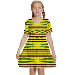 Abstract Pattern Geometric Backgrounds Kids  Short Sleeve Tiered Mini Dress by Eskimos