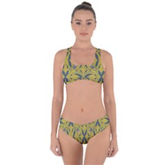 Folk Flowers Print Floral Pattern Ethnic Art Criss Cross Bikini Set by Eskimos