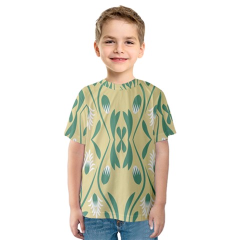 Folk Flowers Print Floral Pattern Ethnic Art Kids  Sport Mesh Tee by Eskimos