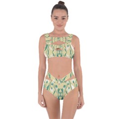 Folk Flowers Print Floral Pattern Ethnic Art Bandaged Up Bikini Set 