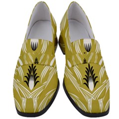 Folk Flowers Print Floral Pattern Ethnic Art Women s Chunky Heel Loafers by Eskimos