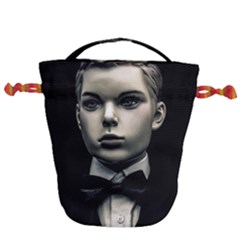 Evil Boy Manikin Portrait Drawstring Bucket Bag by dflcprintsclothing