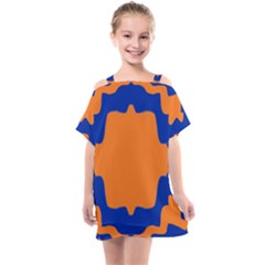 Blue Doodles On Orange Kids  One Piece Chiffon Dress by FunDressesShop