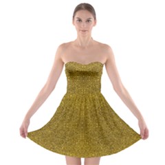 Gold Glitter Strapless Bra Top Dress by FunDressesShop