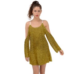 Gold Glitter Kimono Sleeves Boho Dress by FunDressesShop