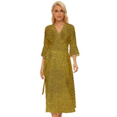 Gold Glitter Midsummer Wrap Dress