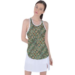 Colorful Stylized Botanic Motif Pattern Racer Back Mesh Tank Top by dflcprintsclothing