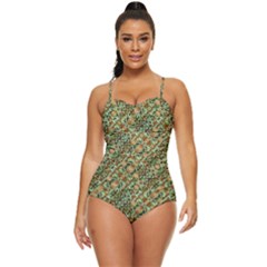 Colorful Stylized Botanic Motif Pattern Retro Full Coverage Swimsuit by dflcprintsclothing