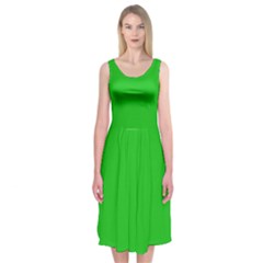 Plain Green Midi Sleeveless Dress by FunDressesShop