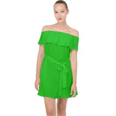 Plain Green Off Shoulder Chiffon Dress by FunDressesShop