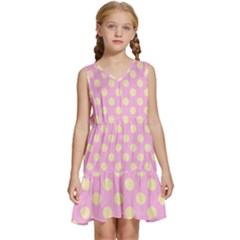 Cream Dots On Purple Kids  Sleeveless Tiered Mini Dress by FunDressesShop