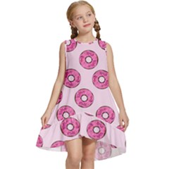 Sprinkled Donuts On Pink Kids  Frill Swing Dress