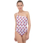 Puerto Rican Flags White One Shoulder Swimsuit