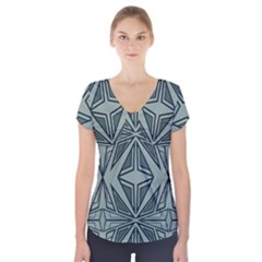 Abstract Pattern Geometric Backgrounds Short Sleeve Front Detail Top by Eskimos