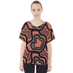 Abstract Pattern Geometric Backgrounds V-neck Dolman Drape Top by Eskimos