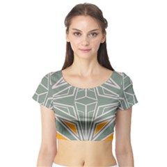 Abstract Pattern Geometric Backgrounds Short Sleeve Crop Top by Eskimos