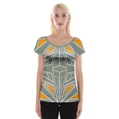 Abstract Pattern Geometric Backgrounds Cap Sleeve Top by Eskimos