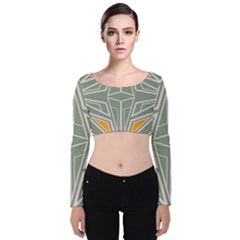 Abstract Pattern Geometric Backgrounds Velvet Long Sleeve Crop Top by Eskimos