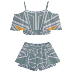 Abstract Pattern Geometric Backgrounds Kids  Off Shoulder Skirt Bikini by Eskimos