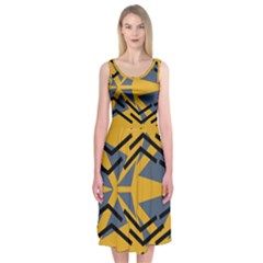 Abstract Pattern Geometric Backgrounds Midi Sleeveless Dress by Eskimos