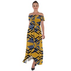 Abstract pattern geometric backgrounds Off Shoulder Open Front Chiffon Dress