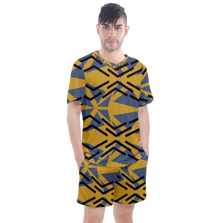 Abstract pattern geometric backgrounds Men s Mesh Tee and Shorts Set