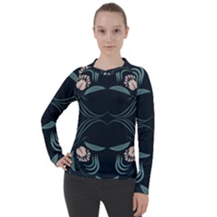 Folk Flowers Floral Art Print Flowers Abstract Art  Women s Pique Long Sleeve Tee