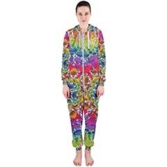 Rainbow Mushroom Mandala Hooded Jumpsuit (ladies)