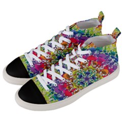 Rainbow Mushroom Mandala Men s Mid-top Canvas Sneakers