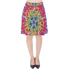 Rainbow Mushroom Mandala Velvet High Waist Skirt